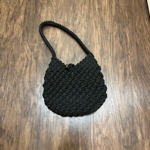 Elegant Black Crochet Shoulder Bag